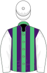 Emerald Green and Purple stripes, White sleeves and cap