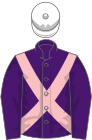 Purple, pink cross-belts, white cap