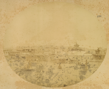 1874 photo of the Dechingalav, Maidar, Bat Tsagaan and Abtai Khan temples in central Urga.