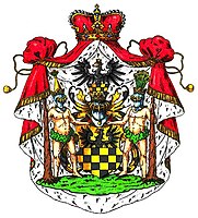 Fürst zu Putbus, arms with a mantle and Fürsten crown.