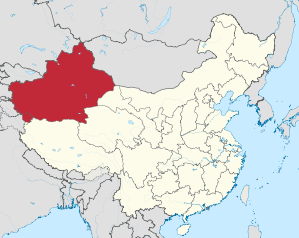 Lage von شىنجاڭ ئۇيغۇر ئاپتونوم رايونى Xinjang Uyƣur Aptonom Rayoni (Uigurisch) in China