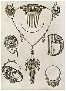 Jewelry designs by Mucha in Documents Decoratifs (1901)