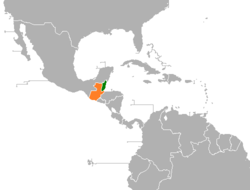 Map indicating locations of Belize and Guatemala