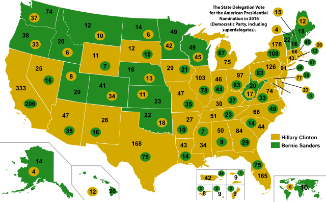 Breakdown of the results in total delegate count, by state