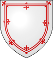 Example of a double tressure flory-counter-flory: Argent a double tressure flory-counter-flory Gules