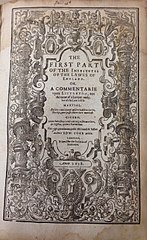 First Part of the Institvtes of the Lawes of England (1st ed., 1628, title page)