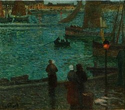 Eugène Chigot, Douarnenez, retour des pêcheurs, à la nuit tombante, (1903)
