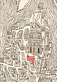 Die Kathedrale auf einer Karte von Paris aus dem Jahr 1553