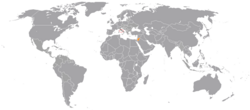 Map indicating locations of Holy See and Jordan