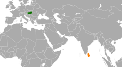 Map indicating locations of Hungary and Sri Lanka