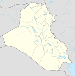 Map of Iraq with mark showing location of Diwaniyah