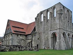 Former chapter house and abbey church ruins