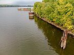 La Crosse Mississippi River barge and mooring tripods