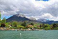Lake Annecy, with the mountains of Dents de Lanfon, Lanfonnet and La Tournette in the background.