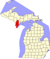 State map highlighting Menominee County