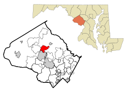 Location of Montgomery Village in Montgomery County, Maryland