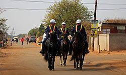 Mounted police in Bekkersdal, ahead of the 2014 election