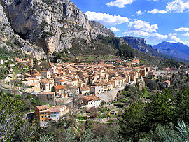 The village of Moustiers-Sainte-Marie, seen from above