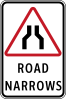 Road narrows (plate type)