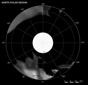 Map of Phoebe's north polar region