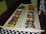 Pinewood derby cars ready to race