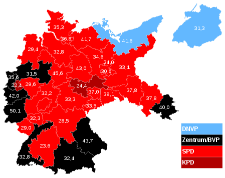 Stimmenstärkste Parteien nach Wahlkreisen (angegeben ist jeweils der Prozentanteil der stärksten Partei)