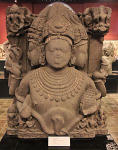 Sadashiva statue made of buff sandstone. Statue found in Madhya Pradesh. (10th century CE)