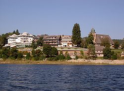 The town of Schluchsee seen from the Schluchsee reservoir