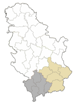 Southern Serbia is shown in brown