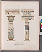 Illustrations with two types of columns from the hall of the Ramses II Temple, drawn in 1849