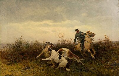 Wolf hunting with borzois (1904), Efim A. Tikhmenev