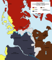 Frisian colonisation (yellow) of southwestern Jutland during the Viking Age
