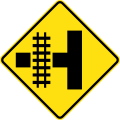 (W7-12) Railway Level Crossing on Side Road (left)