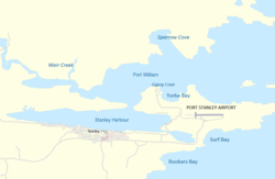 Map showing the Port Stanley area