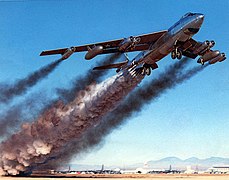 A rocket-assisted Boeing B-47B takeoff.