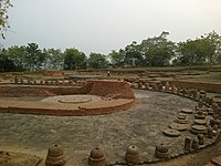 Excavated remains of a structural chaitya at Lalitgiri, Odisha, India
