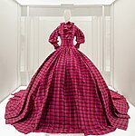 A rather impractical tartan gown by Christopher John Rogers, 2020–21, on display at the Metropolitan Museum of Art Costume Institute's exhibit In America: A Lexicon of Fashion