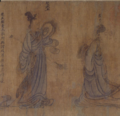 Jin dynasty tongtianguan seen on a segment of Wise and Benevolent Women-scroll painting by Gu Kaizhi (on the left; worn by King Wu of Chu).