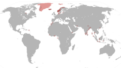 All territories ever owned by Denmark–Norway (including trading posts)
