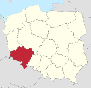 Lage der Woiwodschaft Niederschlesien in Polen