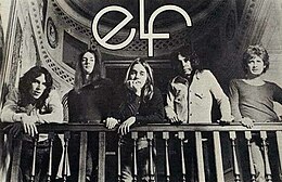 Elf in 1974. L-R: Steve Edwards, Craig Gruber, Gary Driscoll, Ronnie James Dio, and Micky Lee Soule.