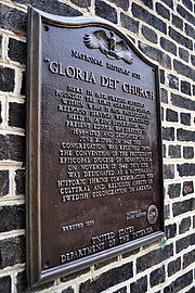 National Historic Site plaque on the church wall