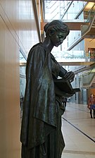1889 bronze sculpture of Minerva in Minneapolis Central Library atrium