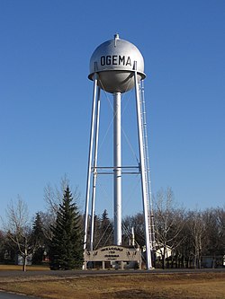 Ogema water tower and welcome sign