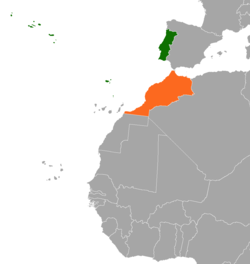 Map indicating locations of Portugal and Morocco