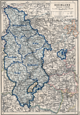 Karte der Rheinprovinz, 1815 bis 1919