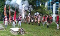 Reenactors fire a gun salute on May 20, 2011 after laying a wreath at the grave of General Thomas Polk, one of the reputed signers of the Mecklenburg Declaration