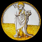 Window of St. Peter: Stained glass (white glass, grisaille and silver sulfide) and lead, France, ca. 1500–1510