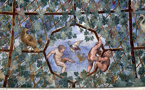 A puer mingens on the ceiling of the Villa Giulia, Rome