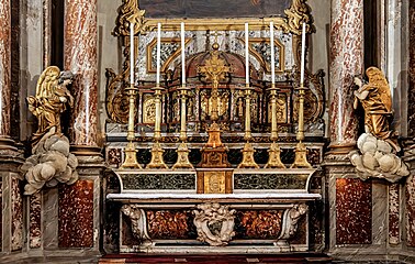 The canopy high altar, supported by Caunes marble columns; work of E. Lagon, Castres architect and sculptor.